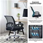 Curve Office Chair Black Modern Ergonomic With Swivel Wheels - Bargainia.com - 5056536118844