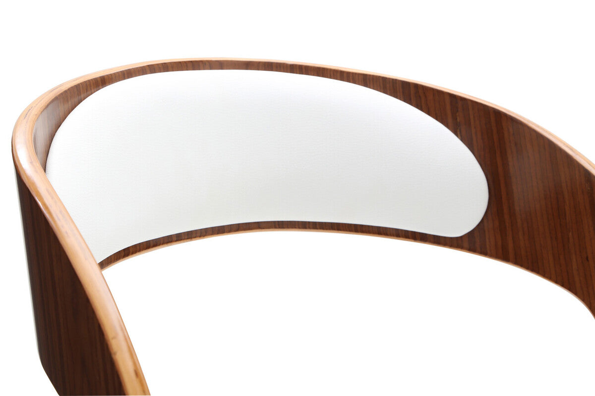 Parkar White Leather Effect Chair with Curved Back