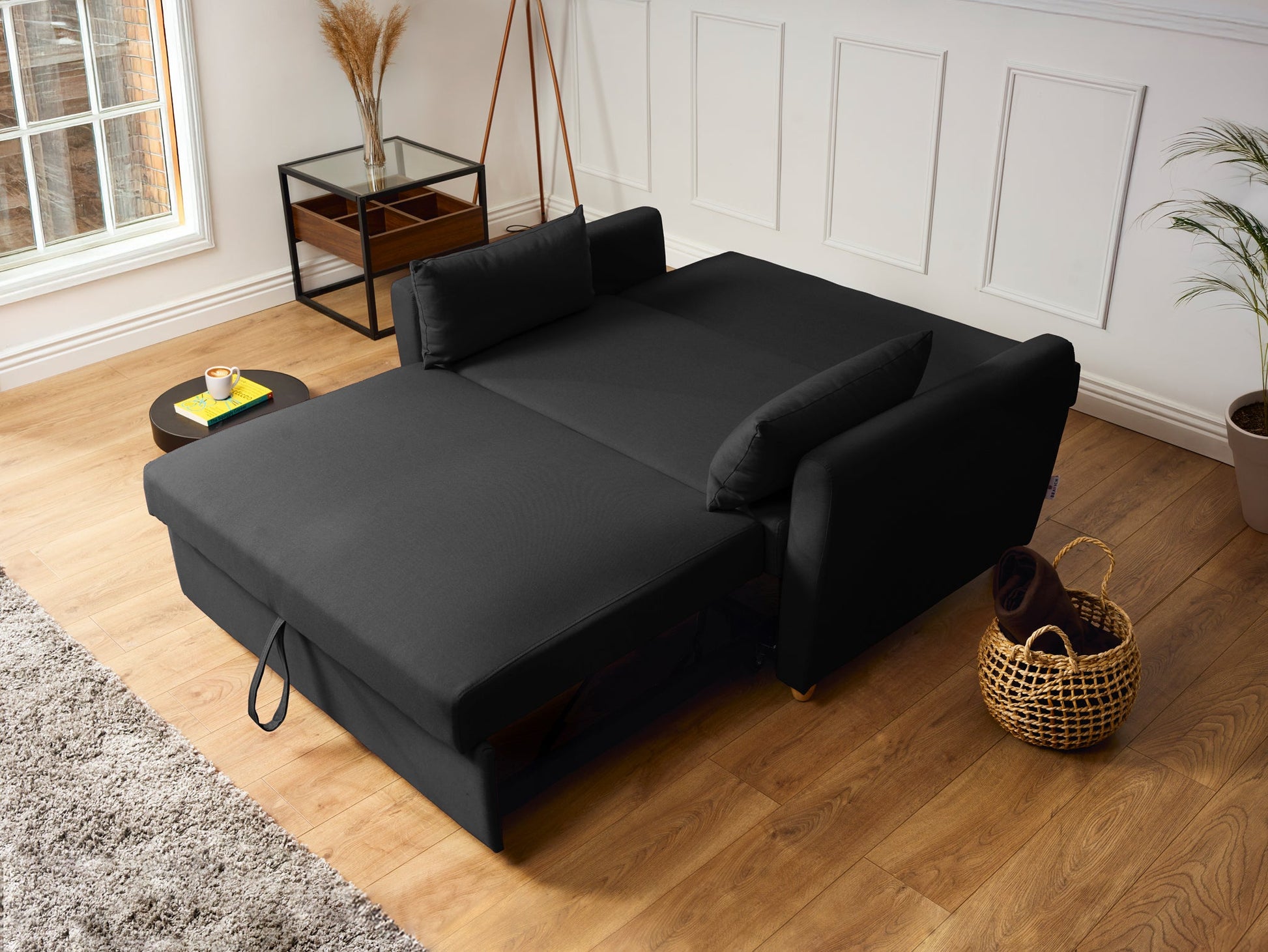 Dahlia Black Two Seater Pull Out Sofa Bed - Convertible Sleeper Sofa Sofas Bargainia