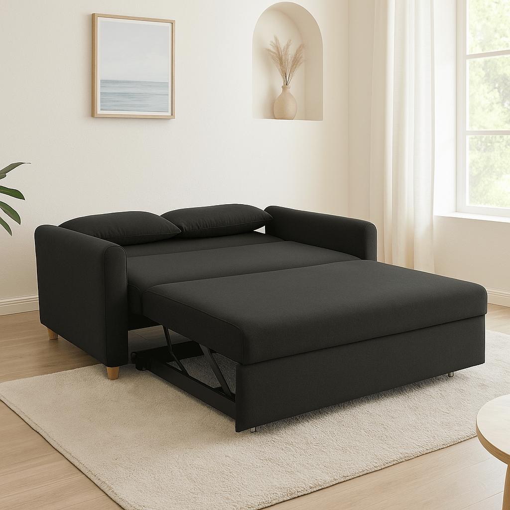 Dahlia Black Two Seater Pull Out Sofa Bed - Convertible Sleeper Sofa Sofas Bargainia