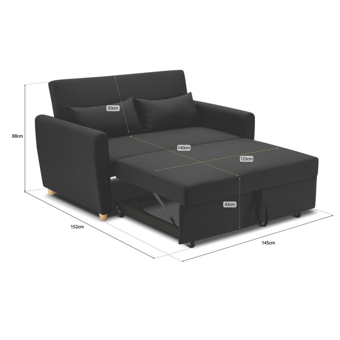 Dahlia Black Two Seater Pull Out Sofa Bed - Convertible Sleeper Sofa Sofas Bargainia