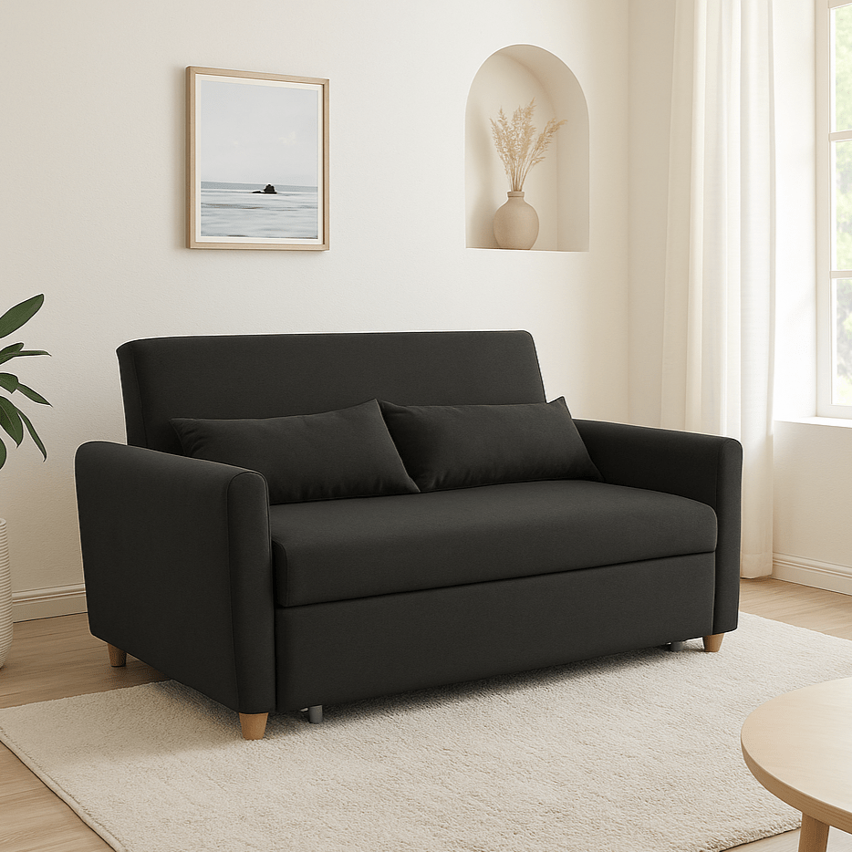 Dahlia Black Two Seater Pull Out Sofa Bed - Convertible Sleeper Sofa Sofas Bargainia