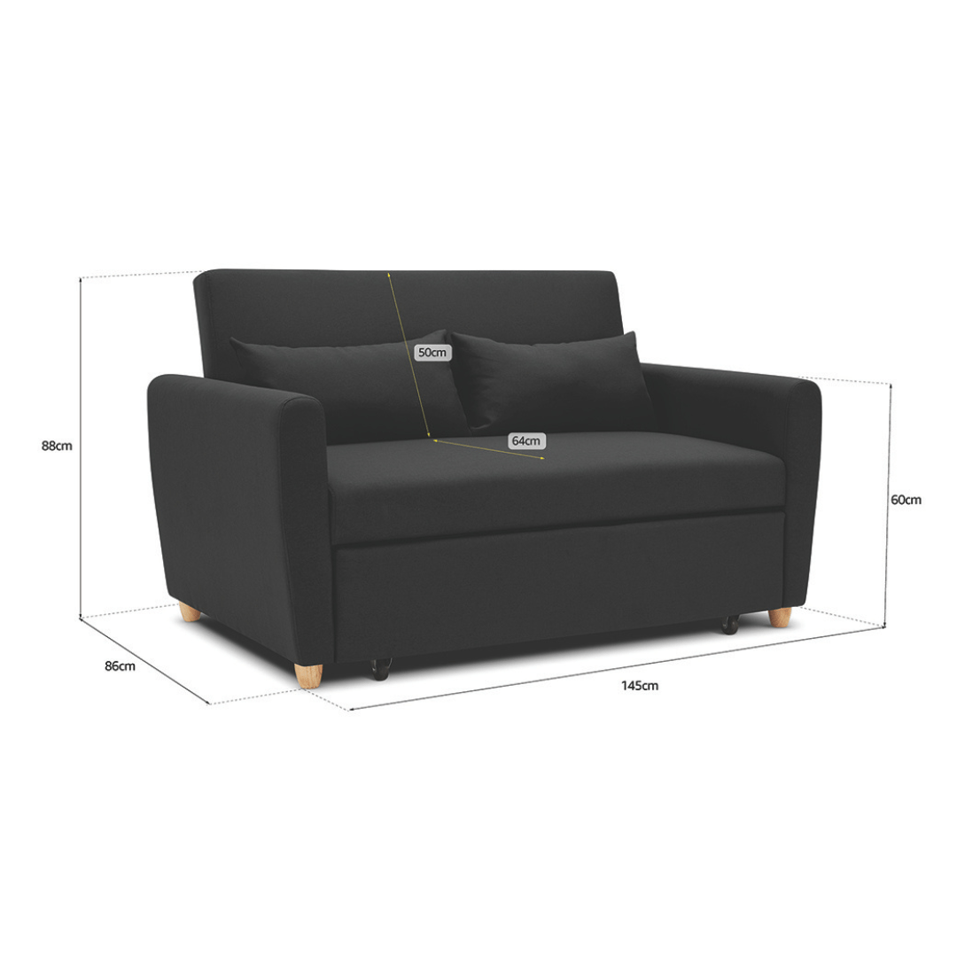 Dahlia Black Two Seater Pull Out Sofa Bed  - Convertible Sleeper Sofa Sofas Bargainia