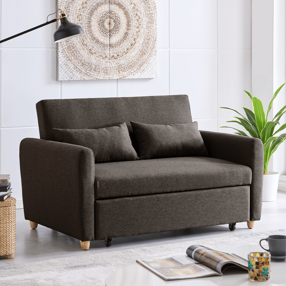 Dahlia Brown 2 Seater Pull Out Sofa Bed - Convertible Sleeper Sofa Sofas Bargainia
