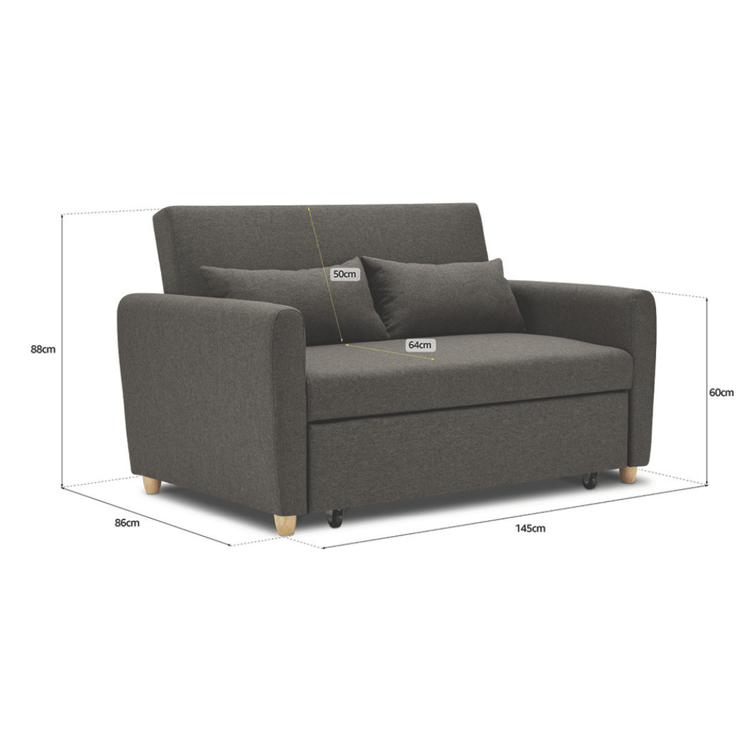 Dahlia Brown 2 Seater Pull Out Sofa Bed - Convertible Sleeper Sofa Sofas Bargainia