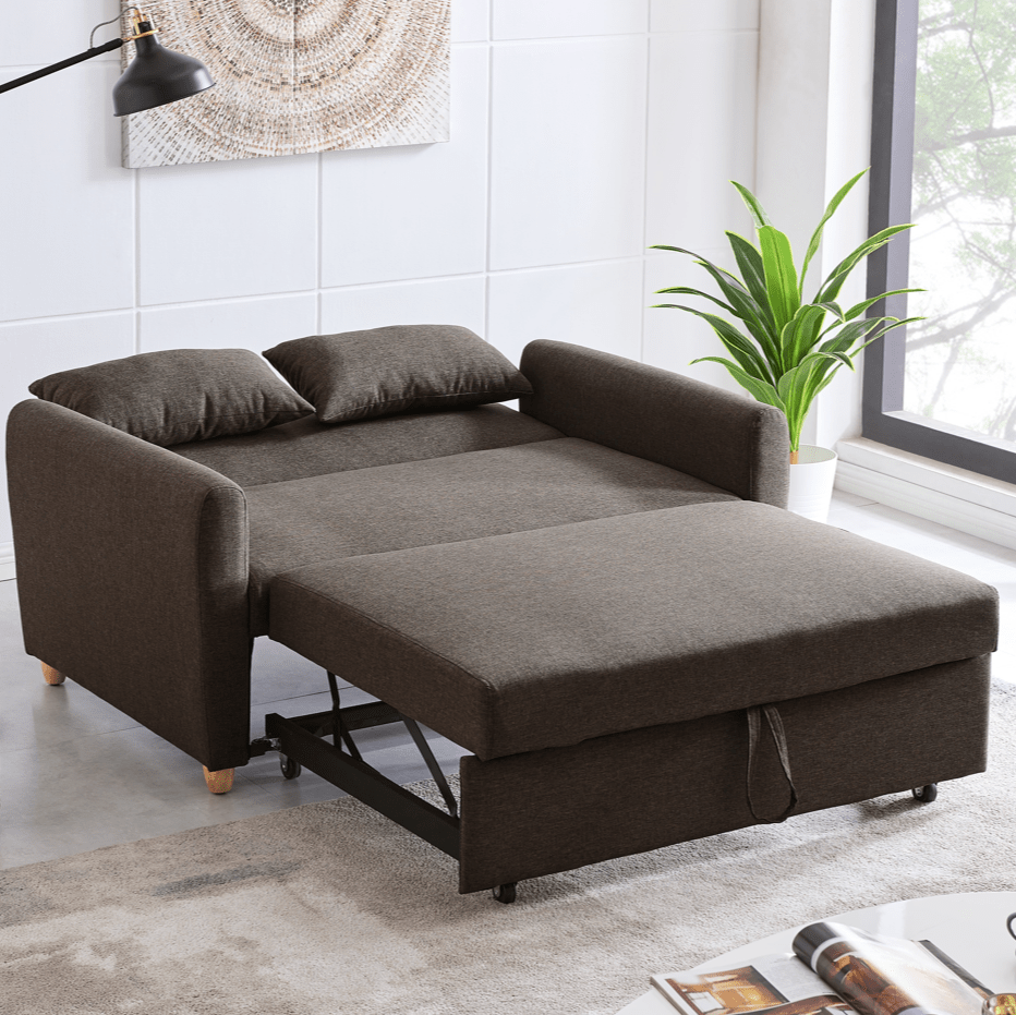 Dahlia Brown 2 Seater Pull Out Sofa Bed - Convertible Sleeper Sofa - Bargainia.com - 