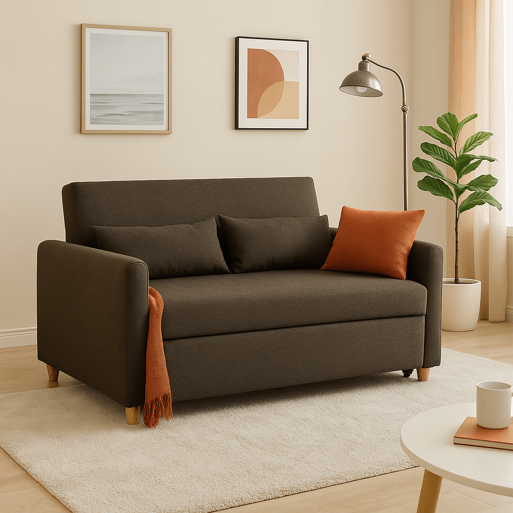 Dahlia Brown 2 Seater Pull Out Sofa Bed - Convertible Sleeper Sofa Sofas Bargainia