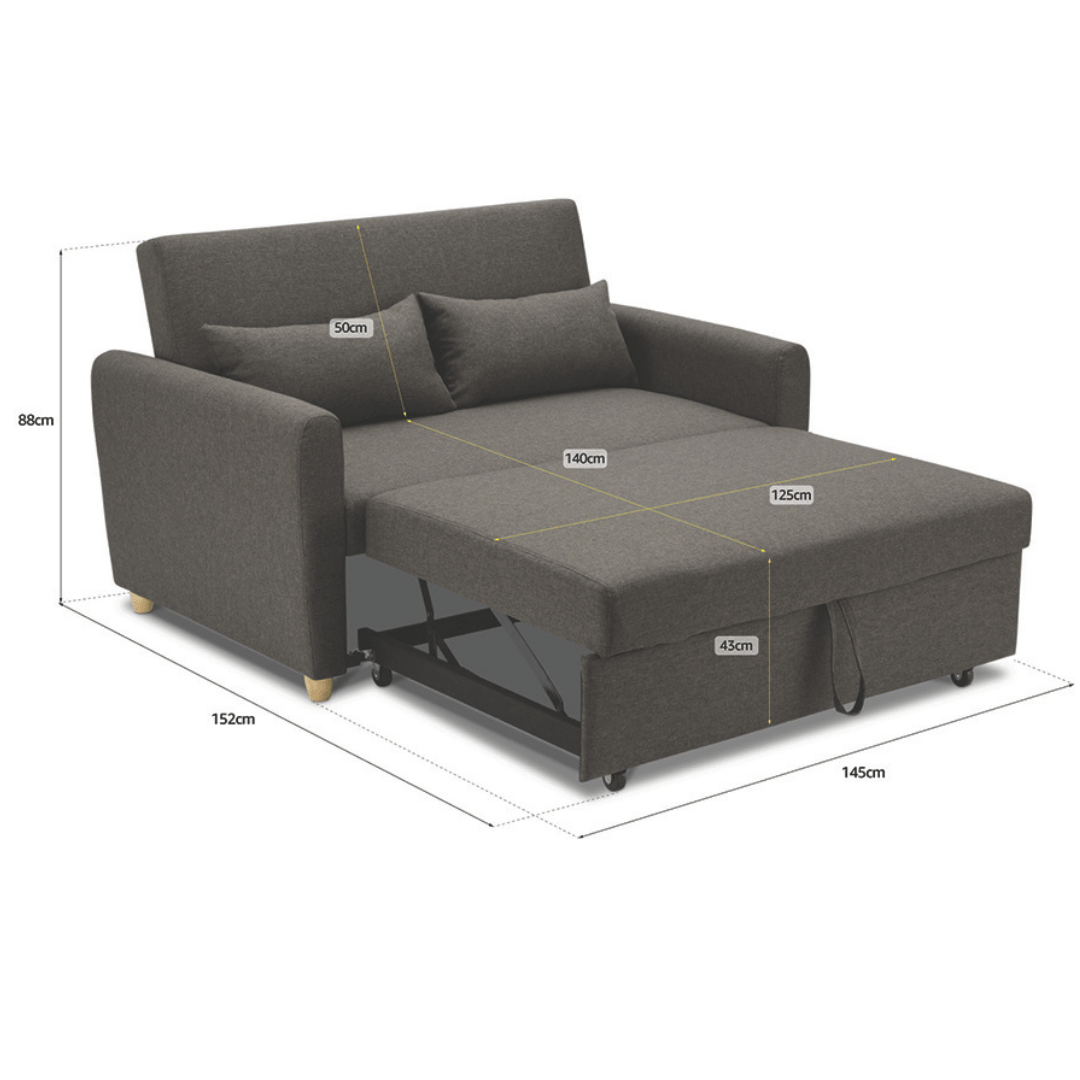 Dahlia Brown 2 Seater Pull Out Sofa Bed - Convertible Sleeper Sofa Sofas Bargainia