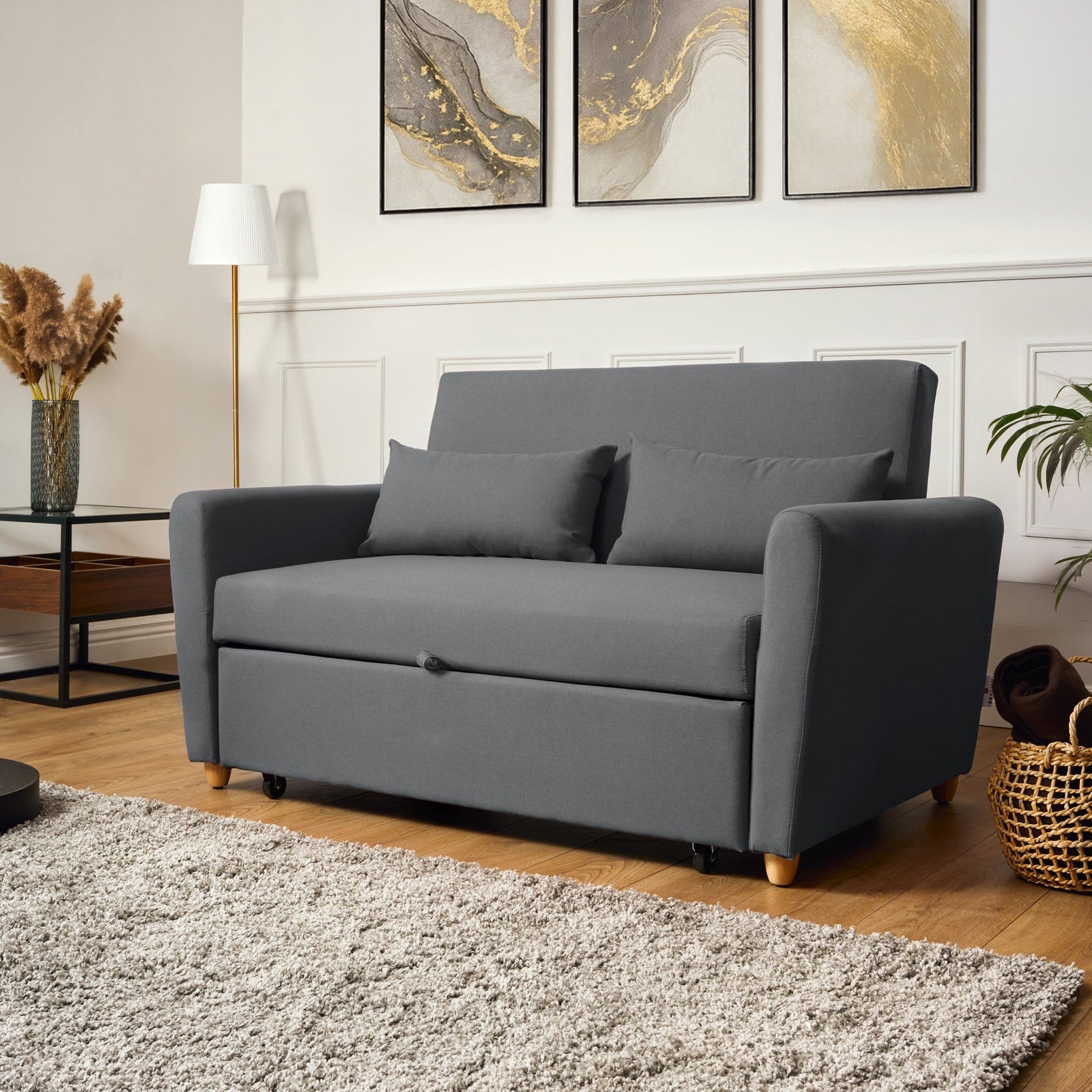 Dahlia Grey Two Seater Pull Out Sofa Bed  - Convertible Sleeper Sofa Sofas Bargainia