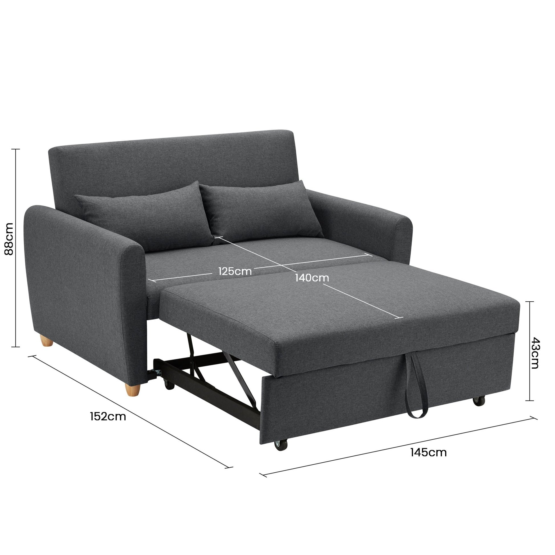 Dahlia Grey Two Seater Pull Out Sofa Bed  - Convertible Sleeper Sofa Sofas Bargainia