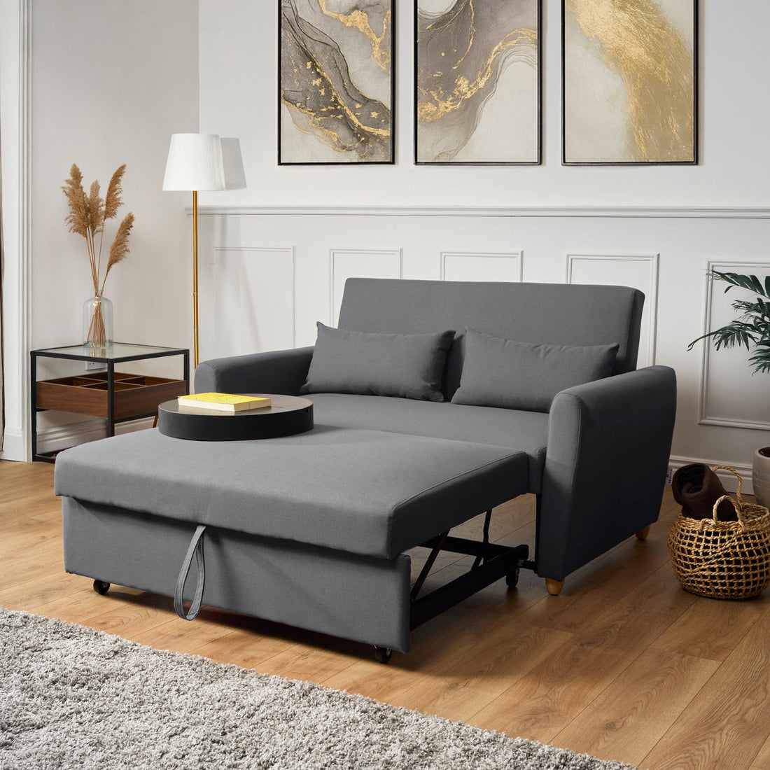 Dahlia Grey Two Seater Pull Out Sofa Bed - Convertible Sleeper Sofa Sofas Bargainia