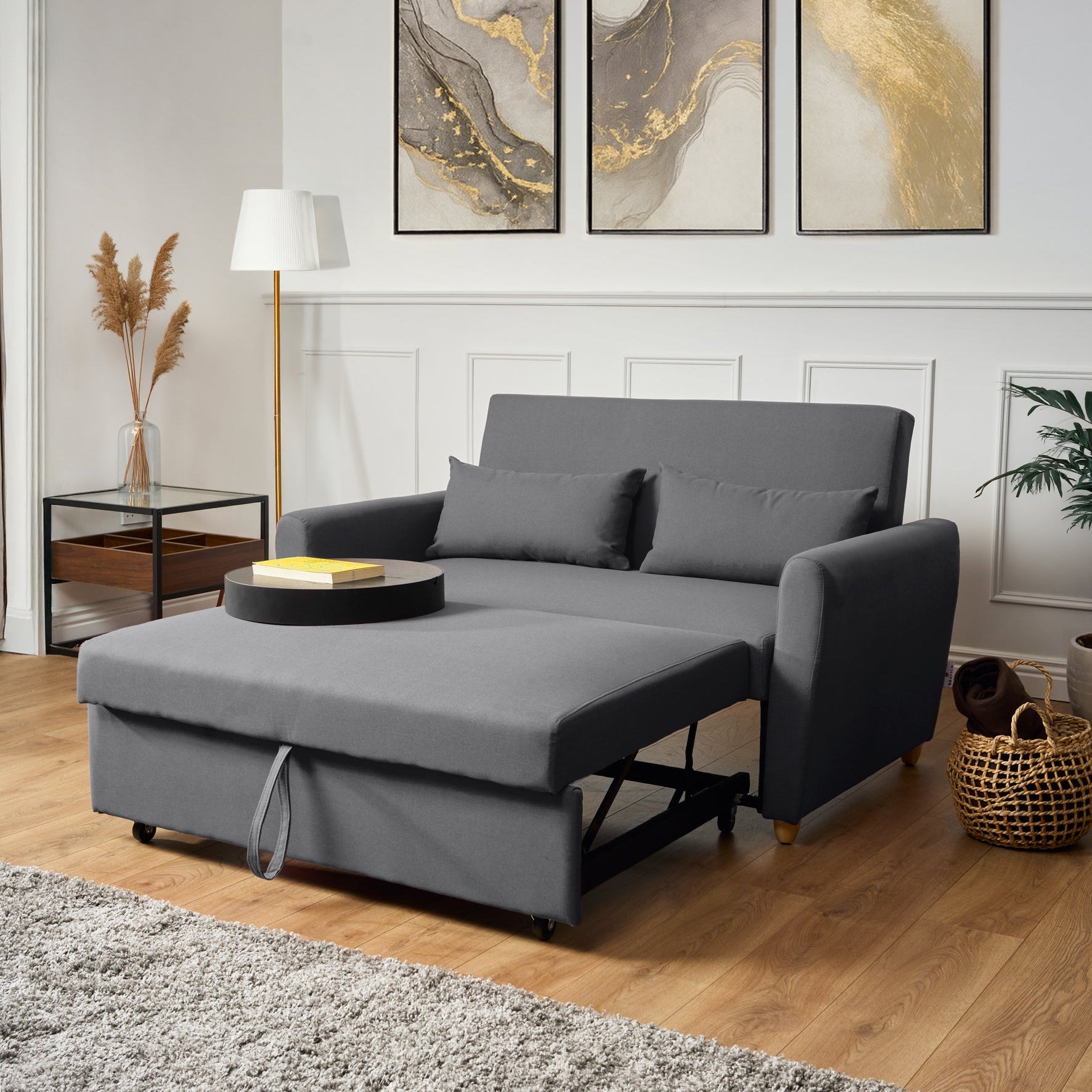 Dahlia Grey Two Seater Pull Out Sofa Bed - Convertible Sleeper Sofa Sofas Bargainia