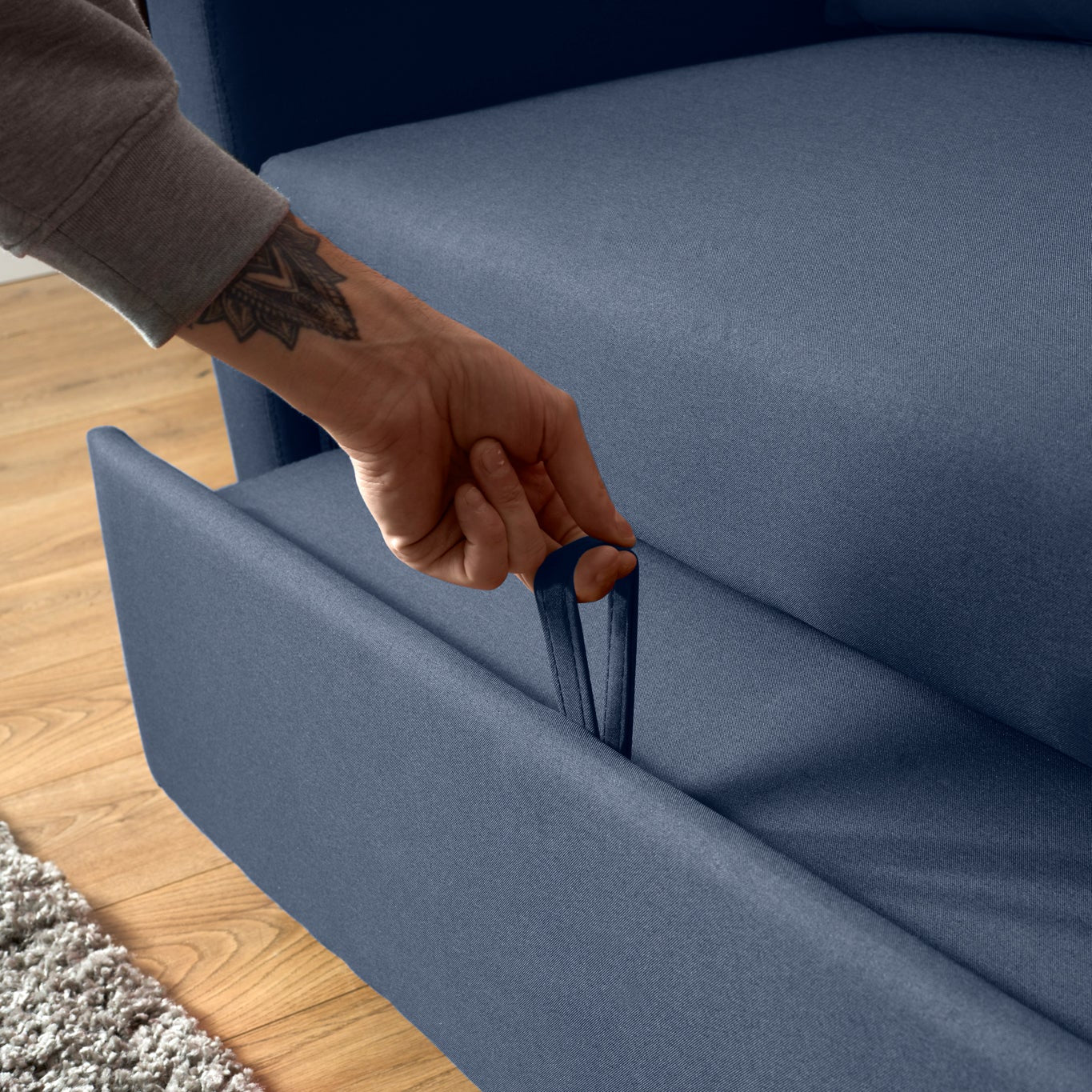 Dahlia Navy Blue Two Seater Pull Out Sofa Bed - Convertible Sleeper Sofa Bargainia