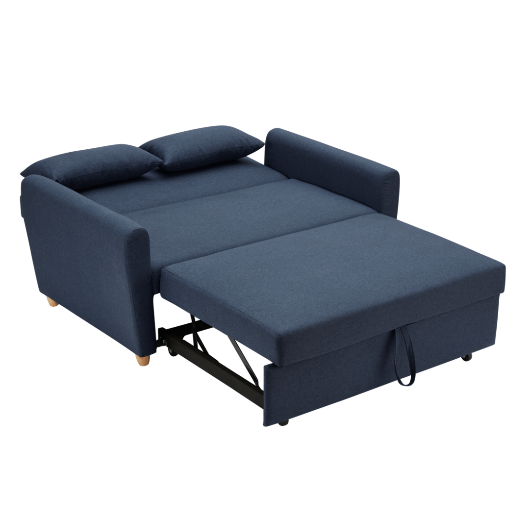 Dahlia Navy Blue Two Seater Pull Out Sofa Bed - Convertible Sleeper Sofa Bargainia