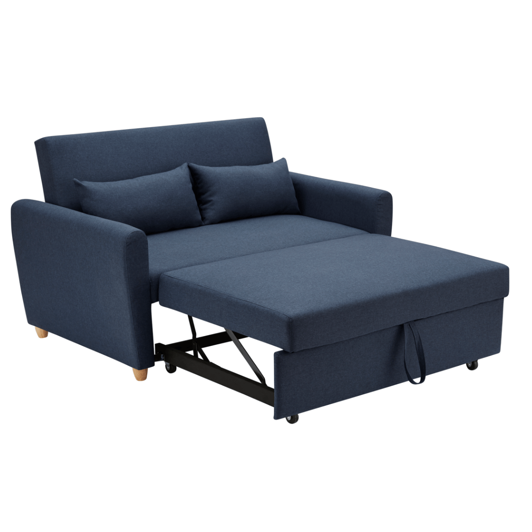 Dahlia Navy Blue Two Seater Pull Out Sofa Bed - Convertible Sleeper Sofa Bargainia