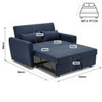 Dahlia Navy Blue Two Seater Pull Out Sofa Bed - Convertible Sleeper Sofa - Bargainia.com - 5056150263609
