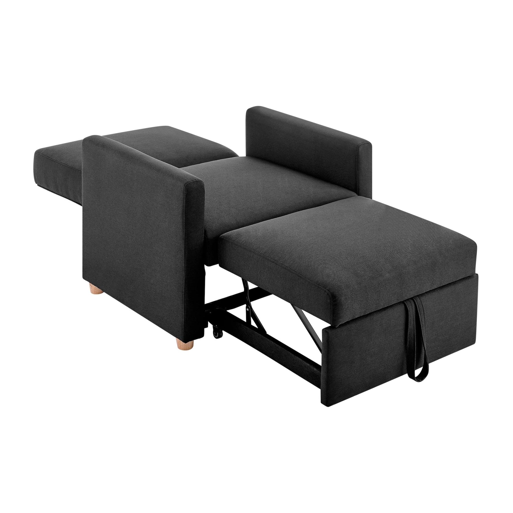 Dahlia Pull Out 1 Seater Single Arm Chair Bed - Black - Bargainia.com - 