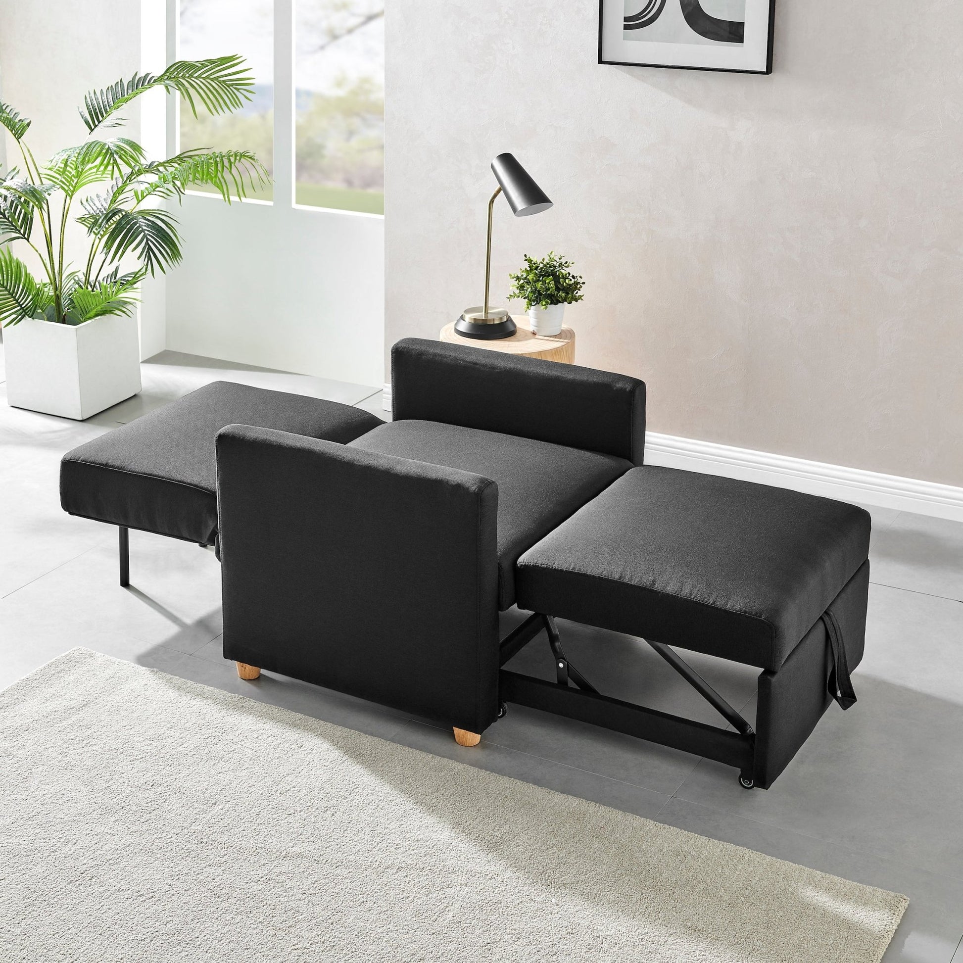 Dahlia Pull Out 1 Seater Single Armchair Bed - Black Bargainia