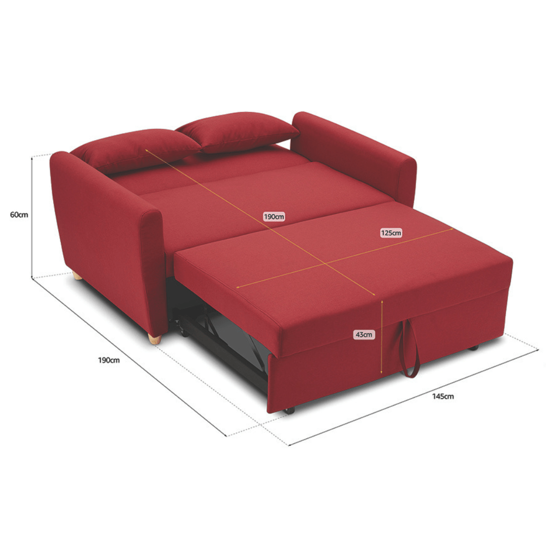 Dahlia Red 2 Seater Pull Out Sofa Bed - Convertible Sleeper Sofa Sofas Bargainia