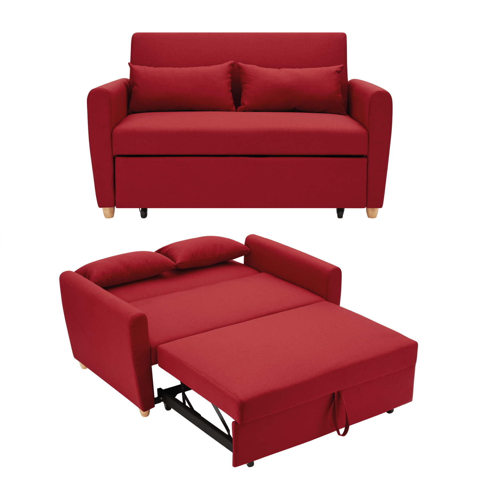 Dahlia Red 2 Seater Pull Out Sofa Bed - Convertible Sleeper Sofa Sofas Bargainia