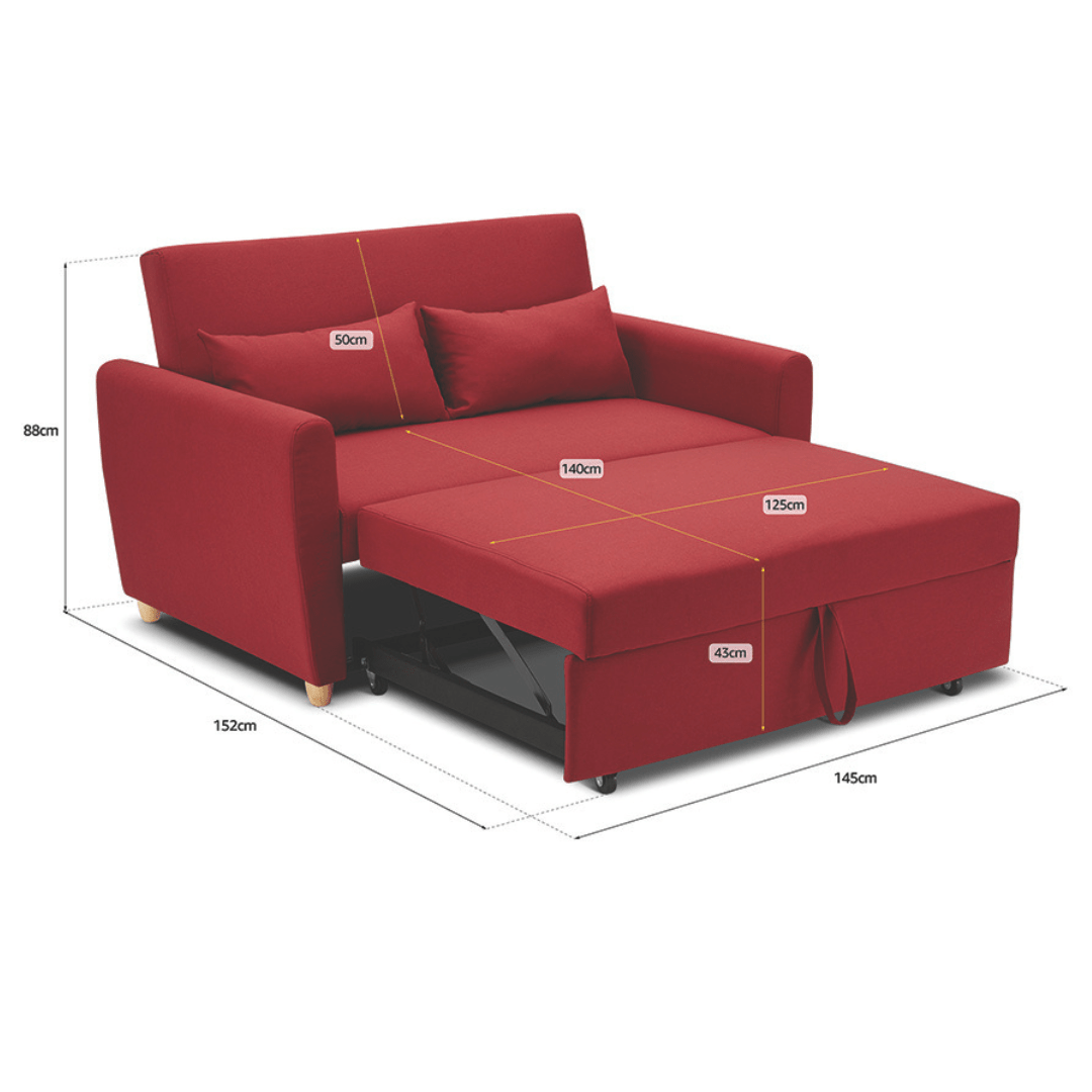 Dahlia Red 2 Seater Pull Out Sofa Bed - Convertible Sleeper Sofa - Bargainia.com - 