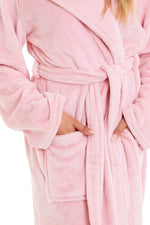 OLIVIA ROCCO Women's Hooded Plush Fleece Dressing Gown Ultra-Soft Velvet Bathrobe