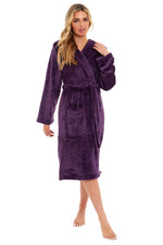 OLIVIA ROCCO Women's Hooded Plush Fleece Dressing Gown Ultra-Soft Velvet Bathrobe