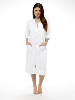 OLIVIA ROCCO Women's Terry Towelling Zip-Through Bathrobe 100% Cotton Ultra Absorbent
