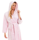 OLIVIA ROCCO Women's Velour Hooded Bathrobe Soft Touch Loungewear One Size Plush Comfort