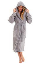 OLIVIA ROCCO Womens Bamboo Cotton Hooded Towelling Robe Ultra Absorbent Spa Loungewear