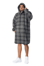 OLIVIA ROCCO Mens Hooded Oversized Blanket Giant Hoodie With Sherpa Lining Grey Stars