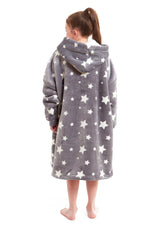 OLIVIA ROCCO Kids Oversized Hooded Fleece Blanket With Sherpa Fur Elastic Cuffs Easy-Care Sofa and Bedroom Throw