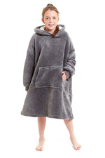 OLIVIA ROCCO Kids Oversized Hooded Fleece Blanket With Sherpa Fur Elastic Cuffs Easy-Care Sofa and Bedroom Throw