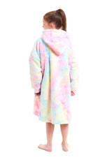 OLIVIA ROCCO Kids Oversized Hooded Fleece Blanket With Sherpa Fur Elastic Cuffs Easy-Care Sofa and Bedroom Throw