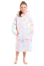 OLIVIA ROCCO Kids Oversized Hooded Fleece Blanket With Sherpa Fur Elastic Cuffs Easy-Care Sofa and Bedroom Throw