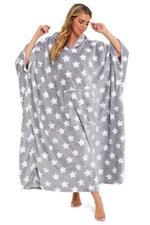OLIVIA ROCCO Oversized Hooded Fleece Poncho Blanket Stars Polka Dots Easy Care for Cosy Home Layering