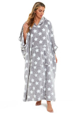 OLIVIA ROCCO Oversized Hooded Fleece Poncho Blanket Stars Polka Dots Easy Care for Cosy Home Layering