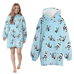 OLIVIA ROCCO Giant Oversized Panda Hooded Blanket Plush Fleece With Reversible Sherpa