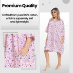 OLIVIA ROCCO Giraffe Print Nightshirt Women Baggy 100% Cotton Short Sleeve Oversized