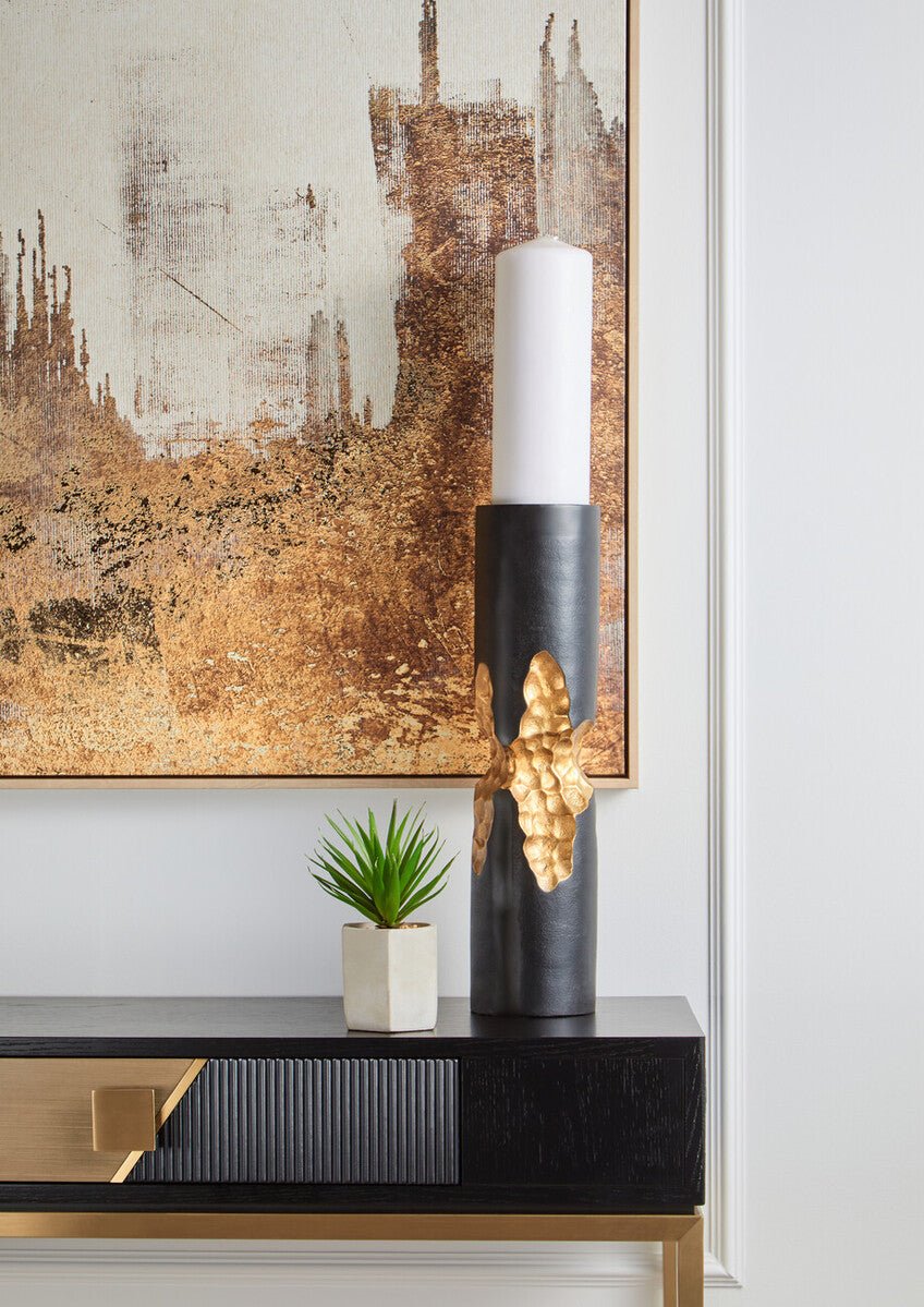 Daito Large Black and Gold Finish Candle Holder - Bargainia.com - 5018705995595
