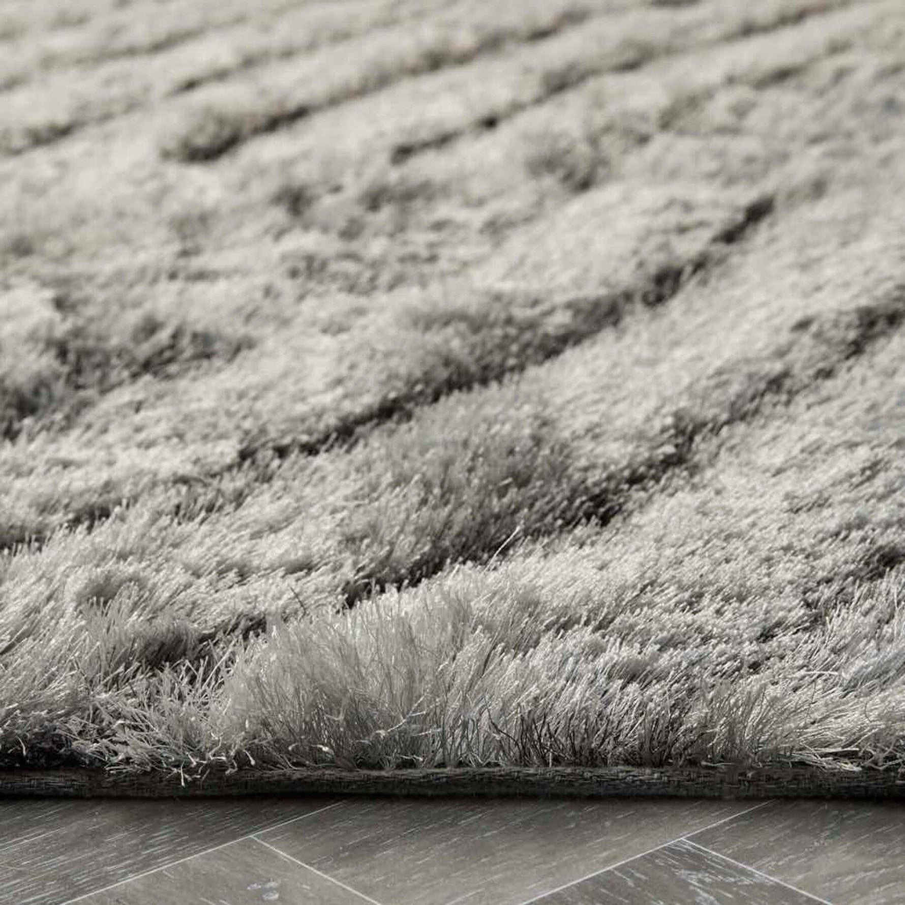 Dallas Silver Grey Shaggy Rug - Bargainia.com - 