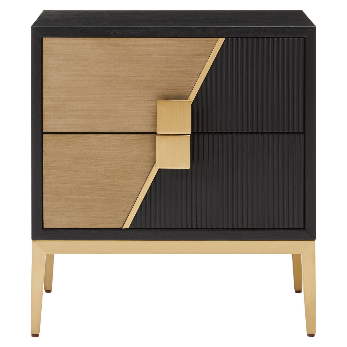 Davoli Black and Gold Two Drawer Side Table - Bargainia.com - 5018705991139