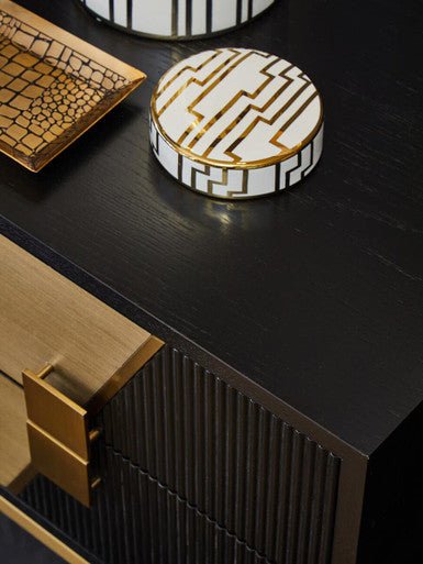 Davoli Black and Gold Two Drawer Side Table - Bargainia.com - 5018705991139