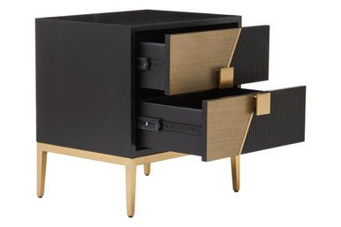 Davoli Black and Gold Two Drawer Side Table - Bargainia.com - 5018705991139