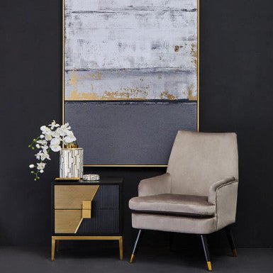 Davoli Black and Gold Two Drawer Side Table - Bargainia.com - 5018705991139