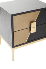 Davoli Black and Gold Two Drawer Side Table - Bargainia.com - 5018705991139
