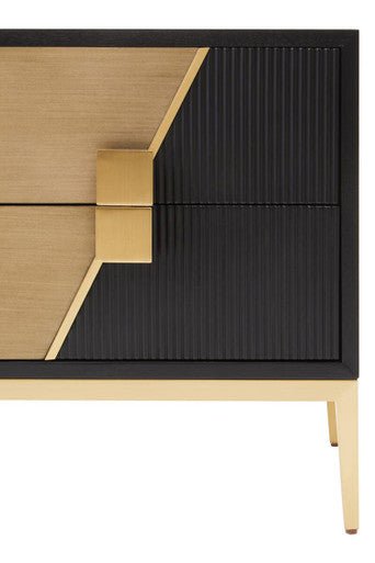 Davoli Black and Gold Two Drawer Side Table - Bargainia.com - 5018705991139