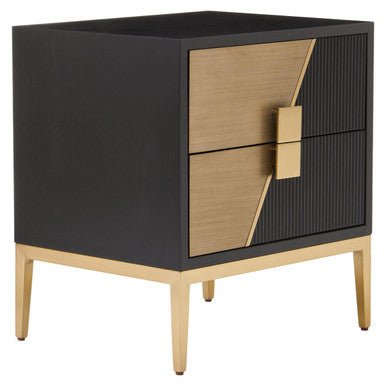Davoli Black and Gold Two Drawer Side Table - Bargainia.com - 5018705991139