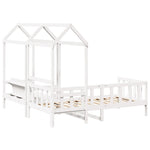 Day Bed and Bench Set with Roof without Mattress White 80x200 cm - Bargainia.com - 