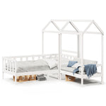 Day Bed and Bench Set with Roof without Mattress White 80x200 cm - Bargainia.com - 